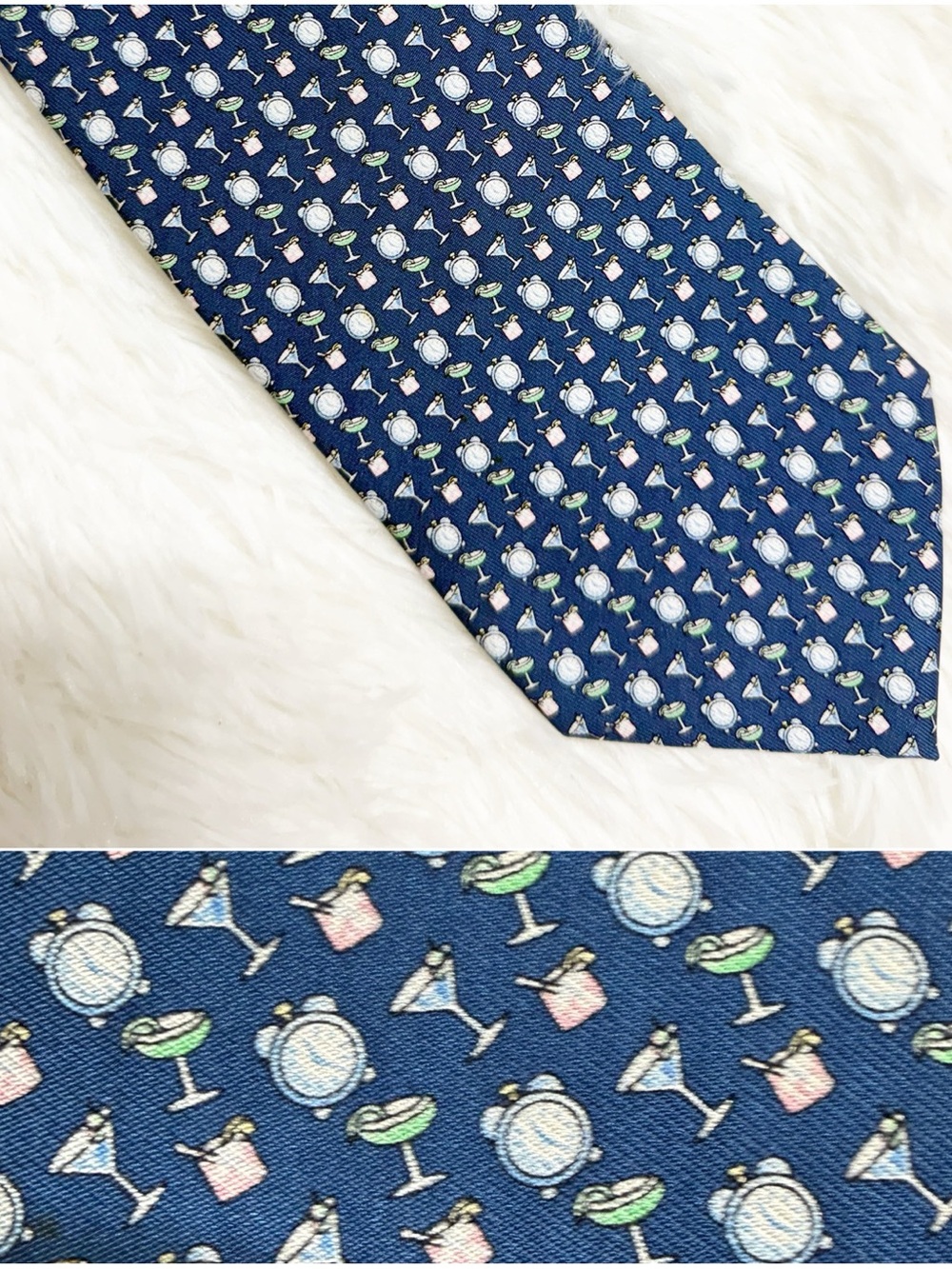 Vineyard Vines Men’s Silk Tie Navy Cocktail Drinks Martini Margarita USA